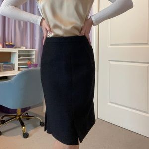 Yves Saint Laurent Wool Black Pencil Skirt
